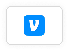 A blue and white icon with the word v on it.