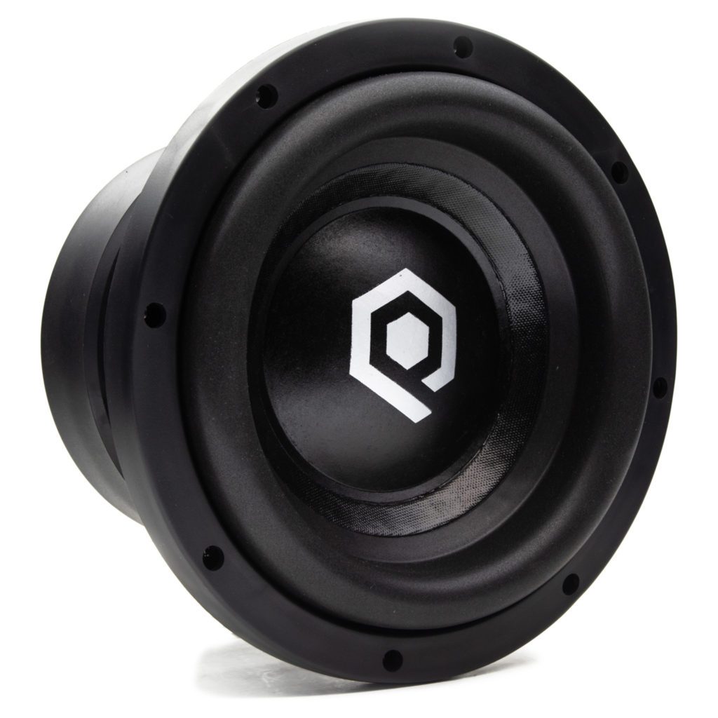 A black subwoofer with the Soundqubed HDS3 10 Inch Subwoofer logo on it.