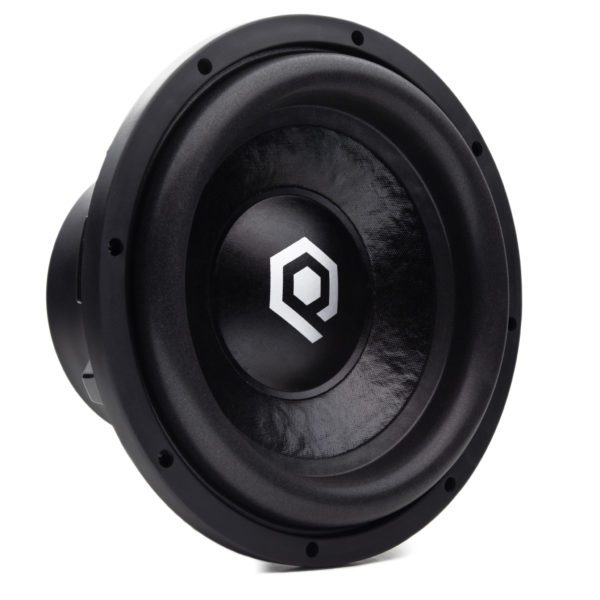A black Soundqubed HDS3 12 Inch Subwoofer with a logo on it.