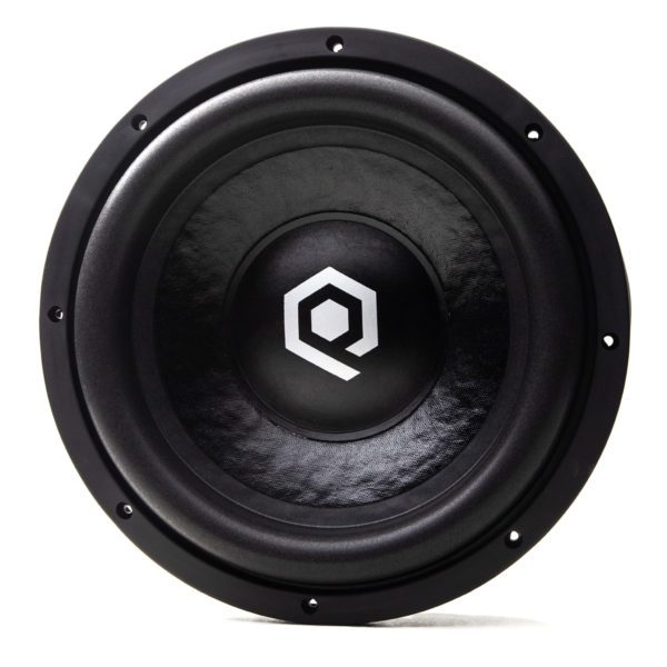 A black Soundqubed HDS3 12 Inch Subwoofer with the q logo on it.