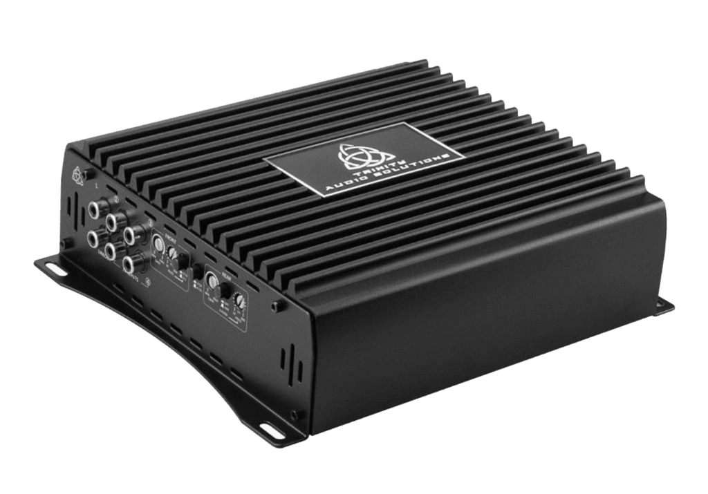 The Trinity Audio Solutions TAS-700.4 4 Channel Amplifier is shown on a white background.