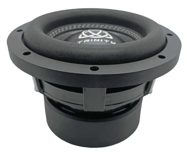 A Trinity Audio Solutions TAS-M65 6.5 Inch Subwoofer with a black cover.