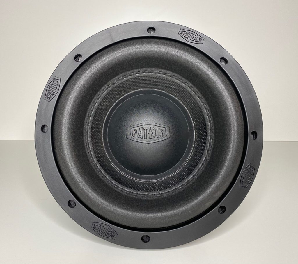 A Gately Audio Alpha 8 Inch Subwoofer on a white background.