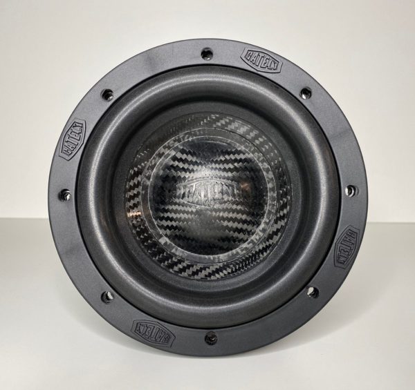 A Gately Audio Relentless 6.5 Inch Subwoofer on a white surface.