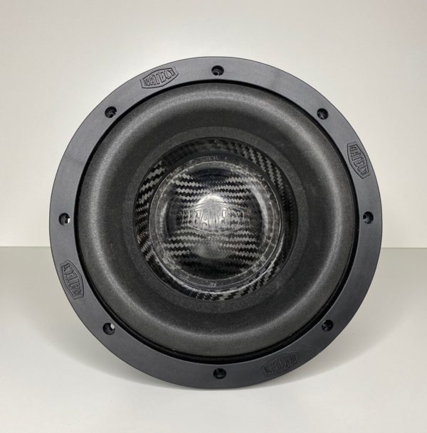 A Gately Audio Relentless 8 Inch Subwoofer on a white background.