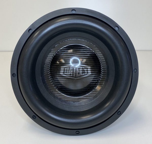 A Gately Audio Alpha 12 Inch Subwoofer on a white surface.