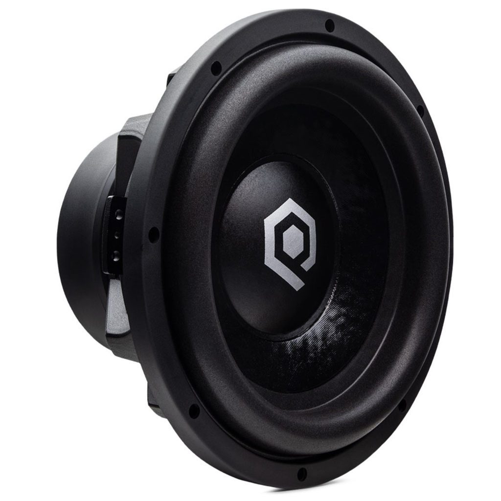 A Soundqubed HDS2 12 Inch Subwoofer with a logo on it.