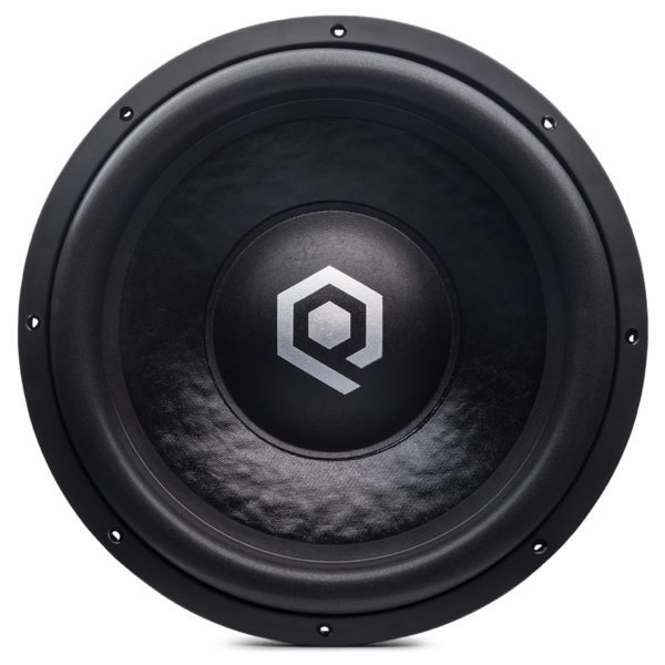 A subwoofer with the Soundqubed HDX3 15 Inch Subwoofer logo on it.