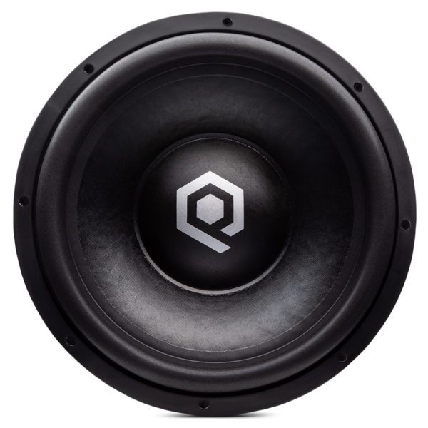 A Soundqubed HDX4 18 Inch Subwoofer with the q logo on it.