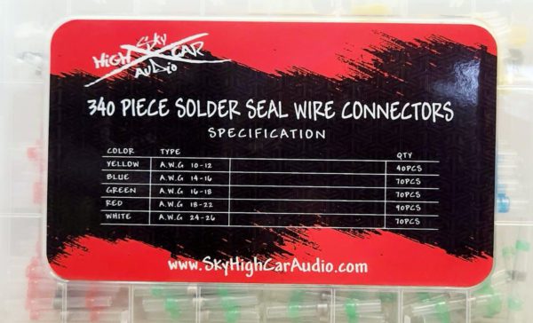 A package of Sky High Car Audio Solder Seal Wire Connector Kit 340pc.