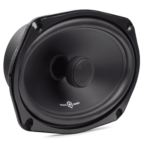 A pair of Soundqubed 6x9 Inch Coaxial Speaker Set on a white background.