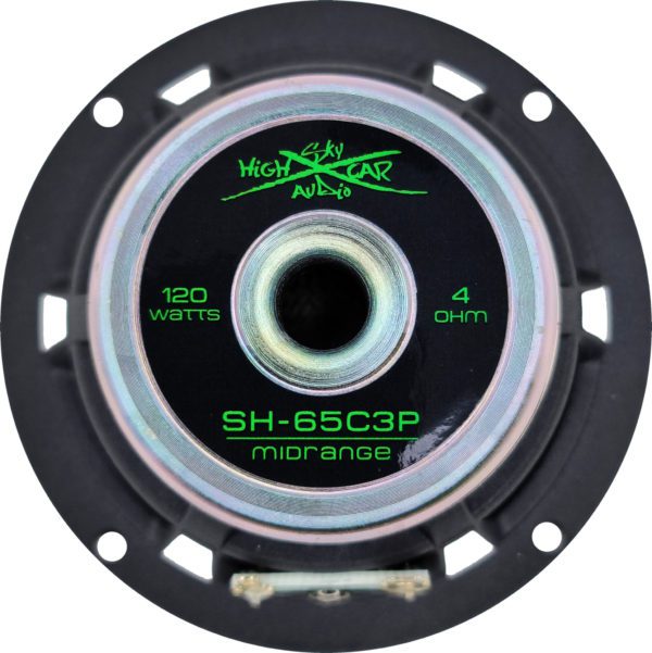 A black Sky High Car Audio 3-Way Premium Neo 6.5 Inch Component Set with a green logo on it.