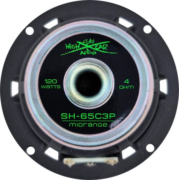 A Sky High Car Audio 3.5 Inch Pro Audio Neo Midrange Speaker Set with a green logo on it.