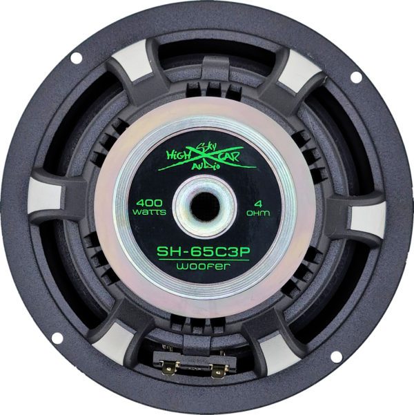 A black Sky High Car Audio 2-Way Premium Neo 6.5 Inch Component Set with a green logo on it.