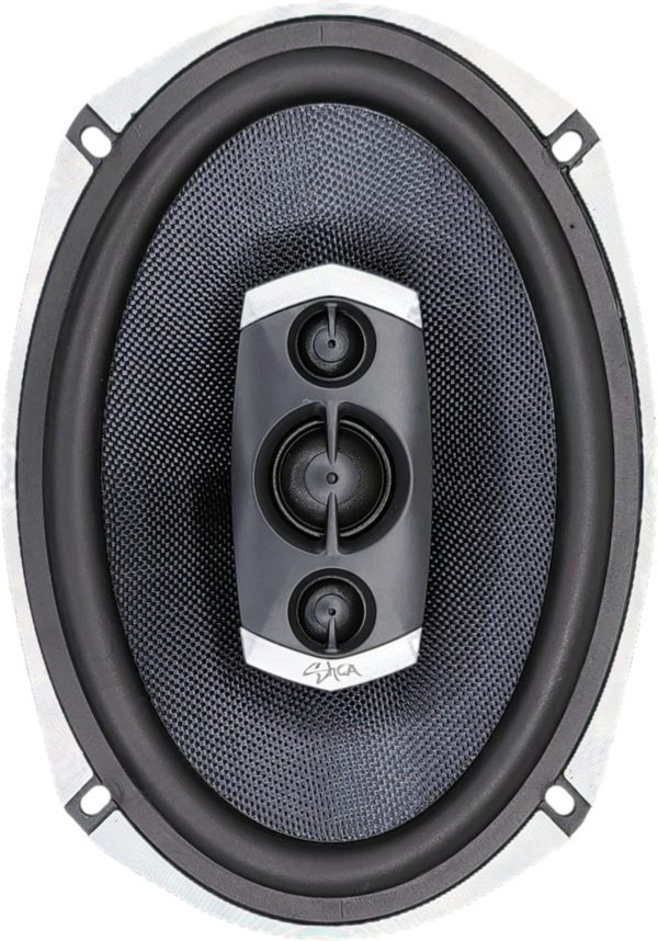 A pair of Sky High Car Audio C694 6x9 Inch Premium Coaxial Speaker Set on a white background.