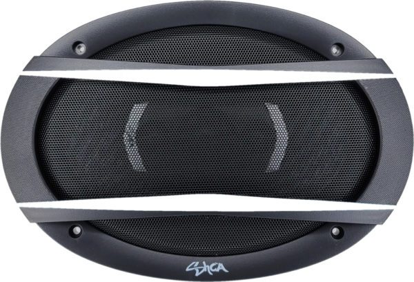 A Sky High Car Audio C694 6x9 Inch Premium Coaxial Speaker Set with a black and white design.