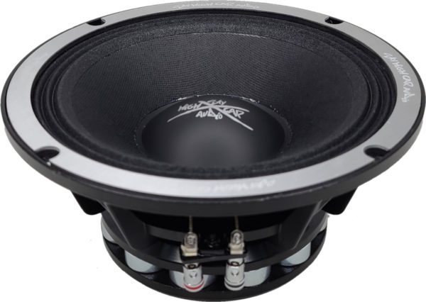A Sky High Car Audio NEO84 8 Inch Pro Audio Midrange/Midbass with a speaker on top of it.