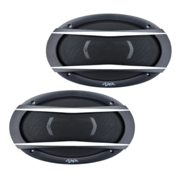 A pair of Sky High Car Audio C694 6x9 Inch Premium Coaxial Speaker Sets on a white background.