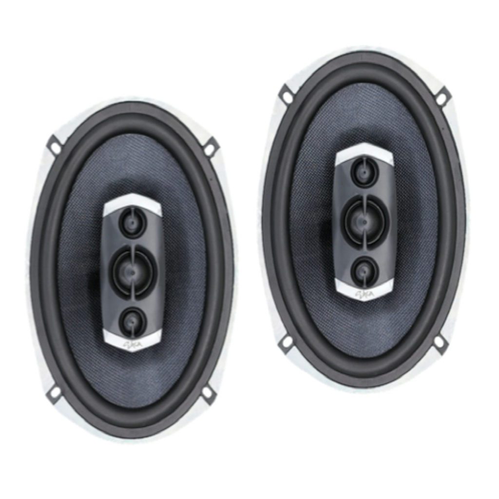Pair of Sky High Car Audio C694 6x9 Inch Premium Coaxial Speaker Set on a white background.