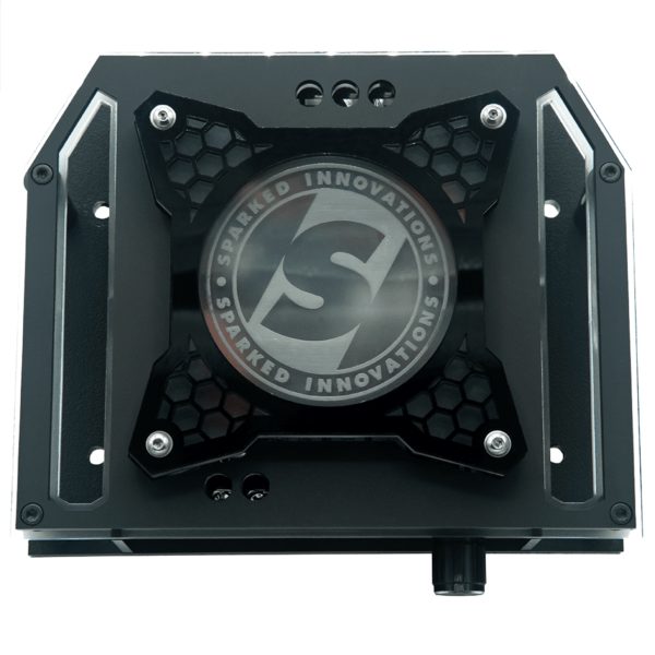 A black box with the Sparked Innovations Speedie logo on it.