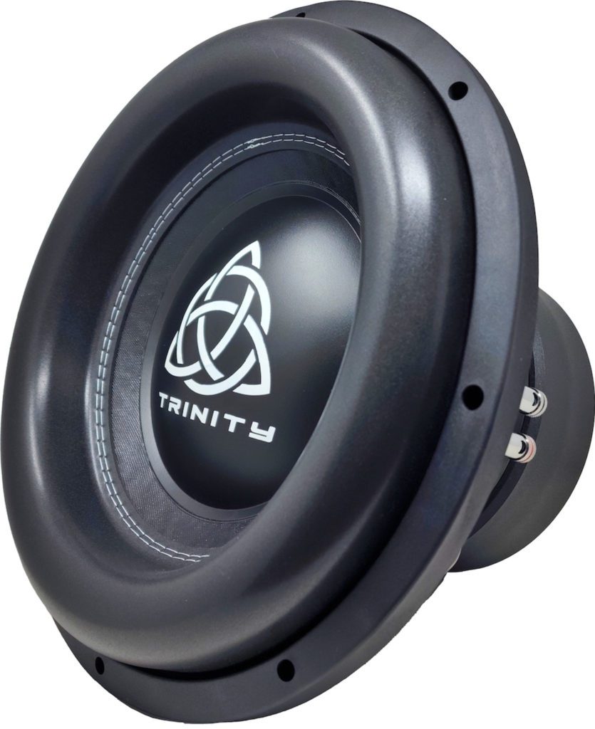 A Trinity Audio recone kit subwoofer with the letter t on it.