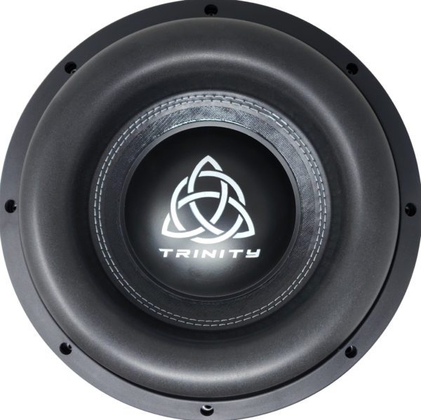 The Trinity Audio Solutions TAS-M12 12 Inch Subwoofer on a white background.