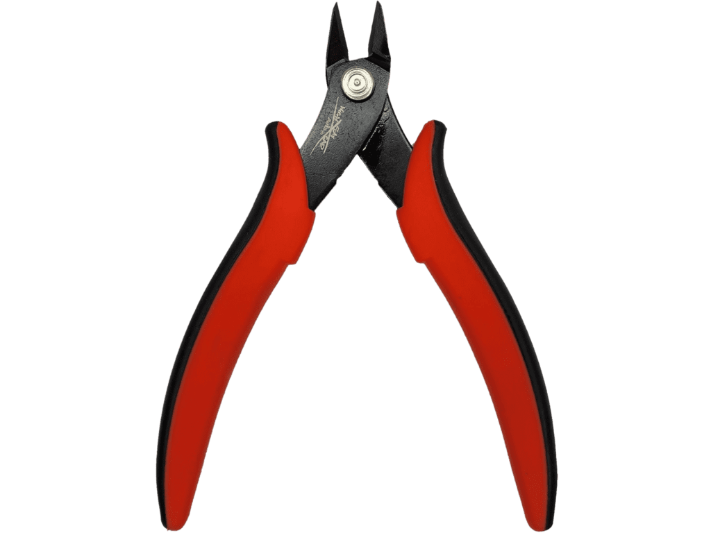 A pair of red and black Sky High Car Audio Flush Cut Pliers on a white background.