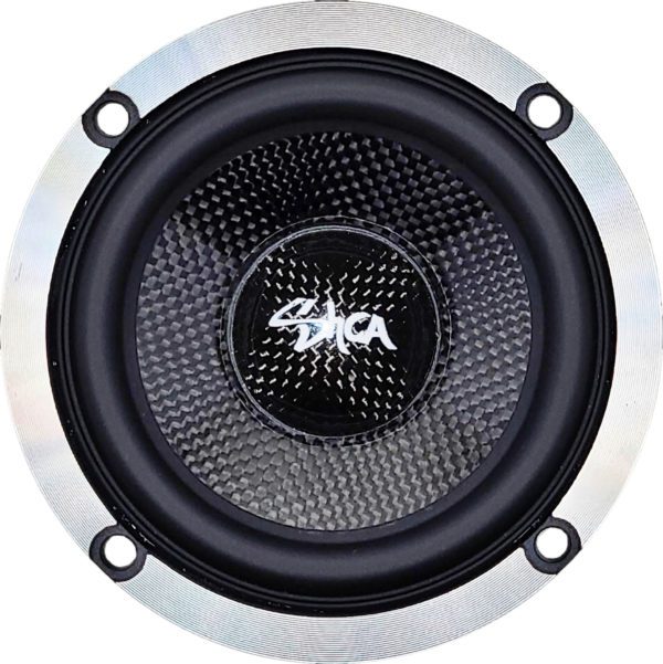 A Sky High Car Audio 3.5 Inch Pro Audio Neo Midrange Speaker Set with a black and white design.