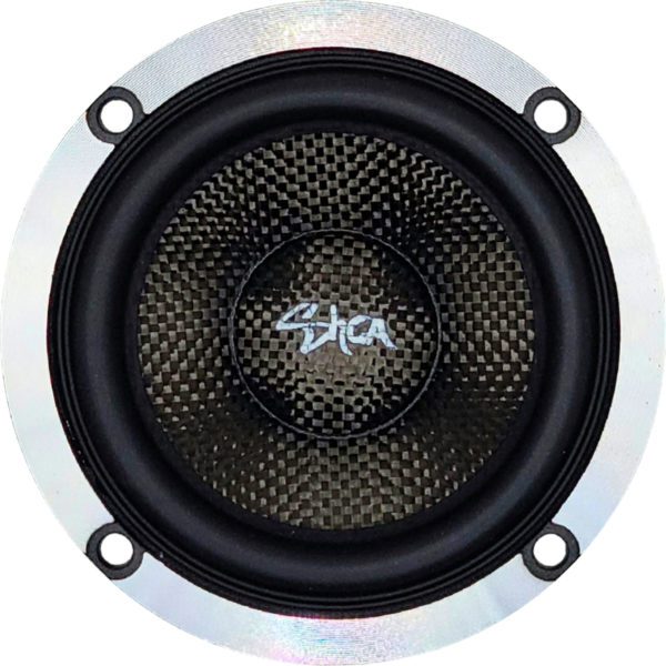 A Sky High Car Audio 3.5 Inch Pro Audio Ferrite Midrange Speaker Set with a black dome on it.