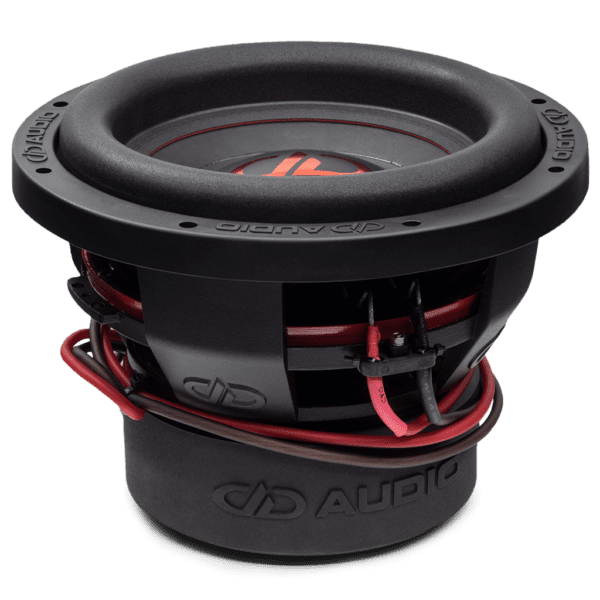 A DD Audio 6.5" 600 Series Subwoofer with red and black wires.