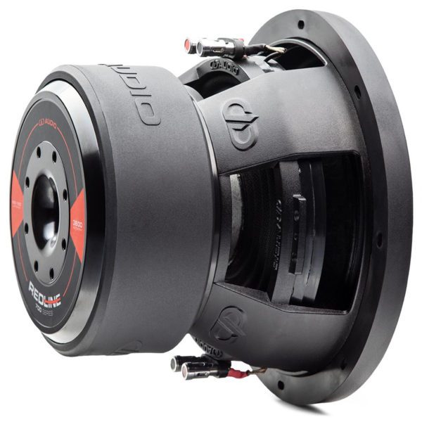 A black DD Audio 10" 700 Series Subwoofer with a red and black design.