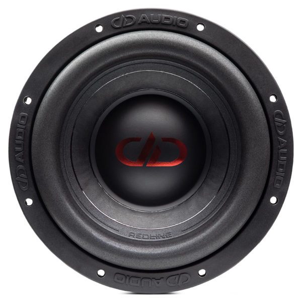 A subwoofer with a red logo on it.