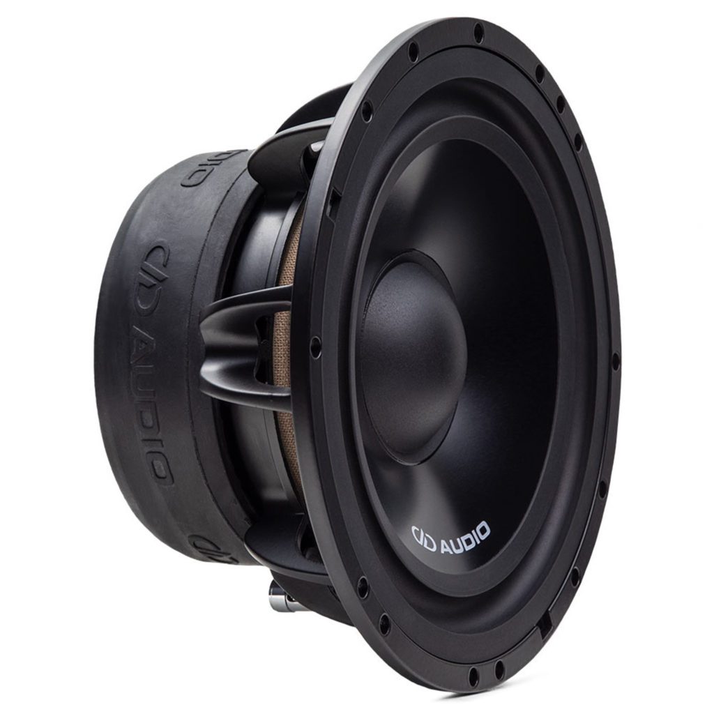 A black DD Audio AW-6.5a A Series Mid Woofer on a white background.