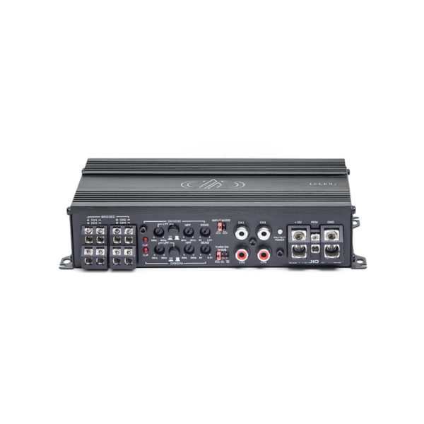 A DD Audio D4.125 D Series 4 Channel Amplifier with two inputs and two outputs.