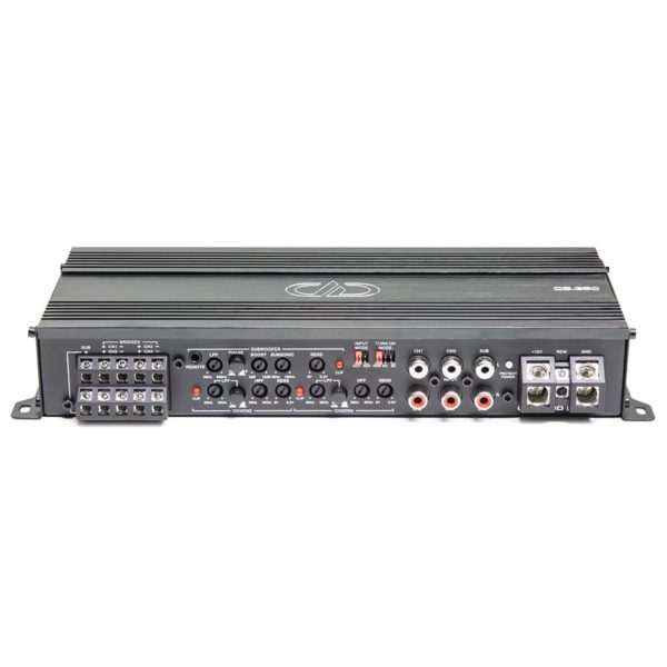 A DD Audio D5.350 D SERIES 5 CHANNEL AMPLIFIER with multiple inputs and outputs.