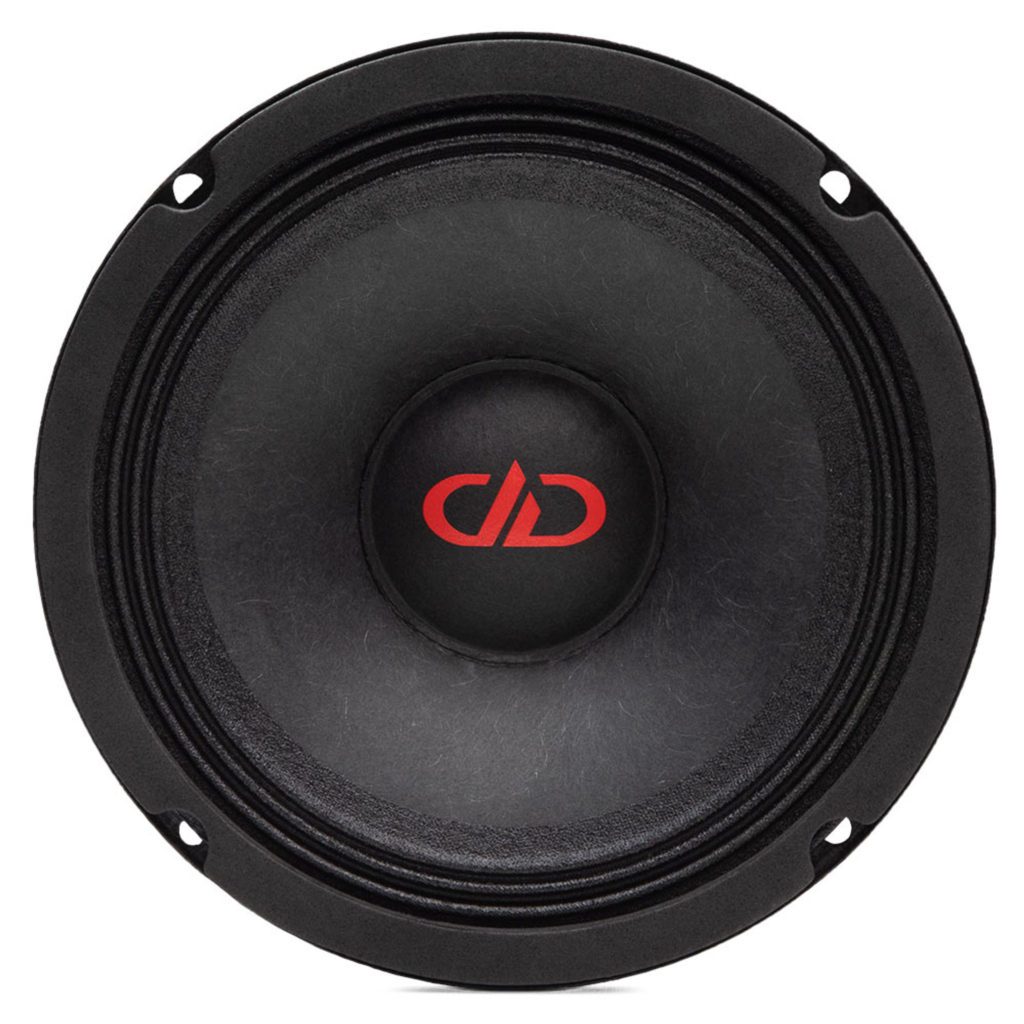 A DD Audio VO-MN6.5 VOICE OPTIMIZED MID-RANGE NEO (Pair) speaker with a red logo on it.