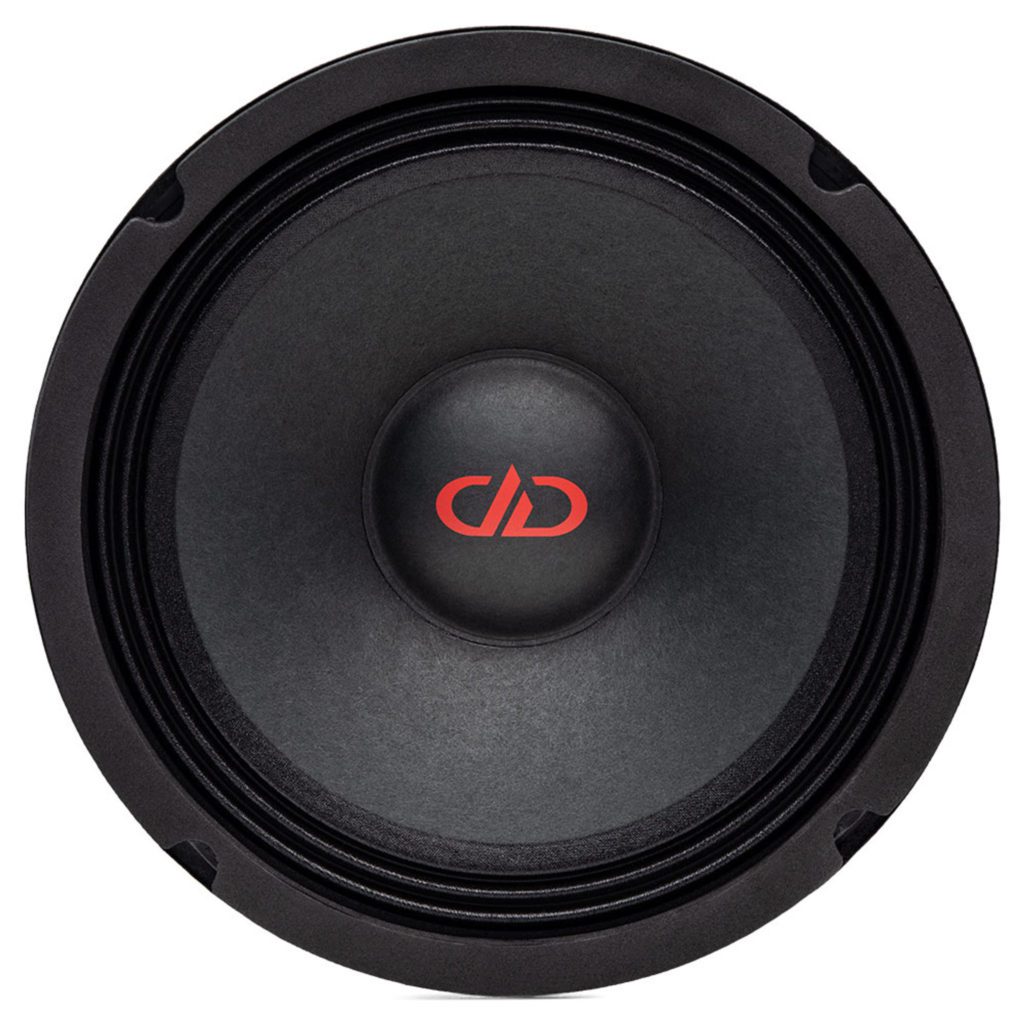 A DD Audio VO-MN8 VOICE OPTIMIZED MID-RANGE NEO (Pair) speaker with a red logo on it.