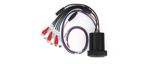 A set of Audio Control ACX-BT3 wires with red and blue wires on a white background.