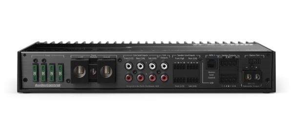 An Audio Control D-5.1300 power supply with two inputs and two outputs.