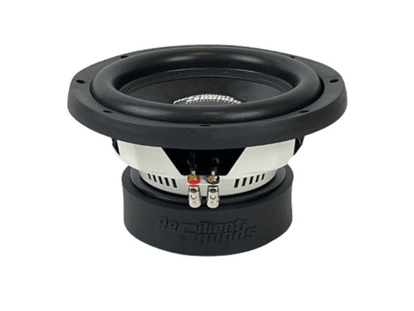 A black Resilient Sounds RS 10" V2 subwoofer with a black cone.