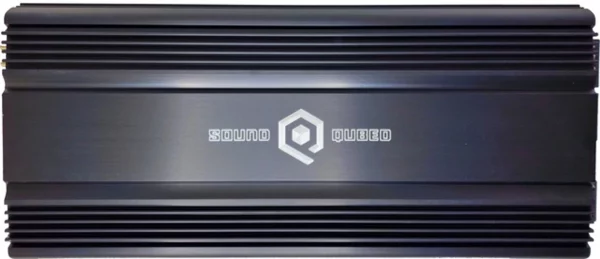 A black SoundQubed Q4-150 4 Channel Amplifier with the logo on it.