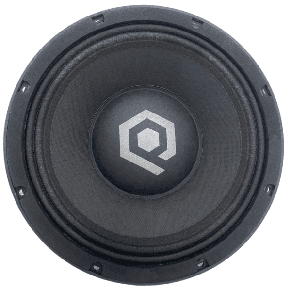 A black Soundqubed HDX Series Pro Audio 10" Speaker (single) with a logo on it.
