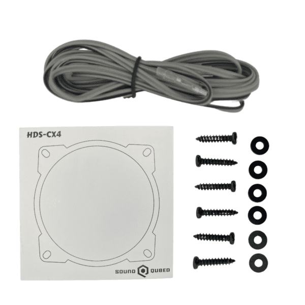 A Soundqubed HDS Series 4" Coaxial 2-way Speakers (Pair) box with screws and screws.