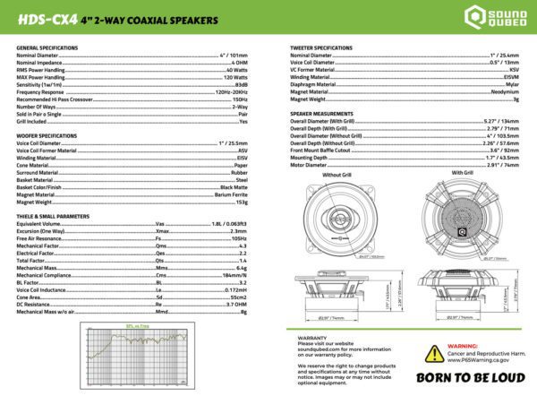 The manual for the Soundqubed HDS Series 4" Coaxial 2-way Speakers (Pair).