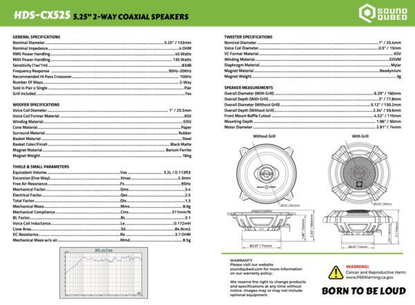 Soundqubed HDS Series 5.25" Coaxial 2-way Speakers (Pair) - cs - sp - sp - sp - sp -.