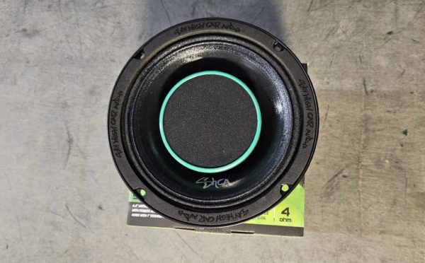 An OPEN BOX - Sky High Pro Audio HD6.4E 6.5 Inch Hybrid Car Audio Loudspeaker is sitting on top of a box.